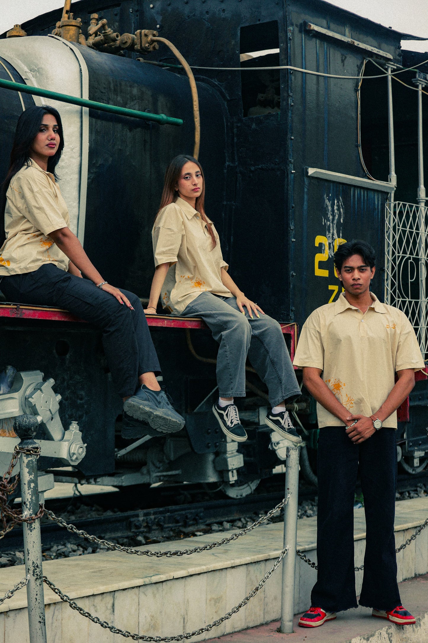 Beige safar camp collar shirt