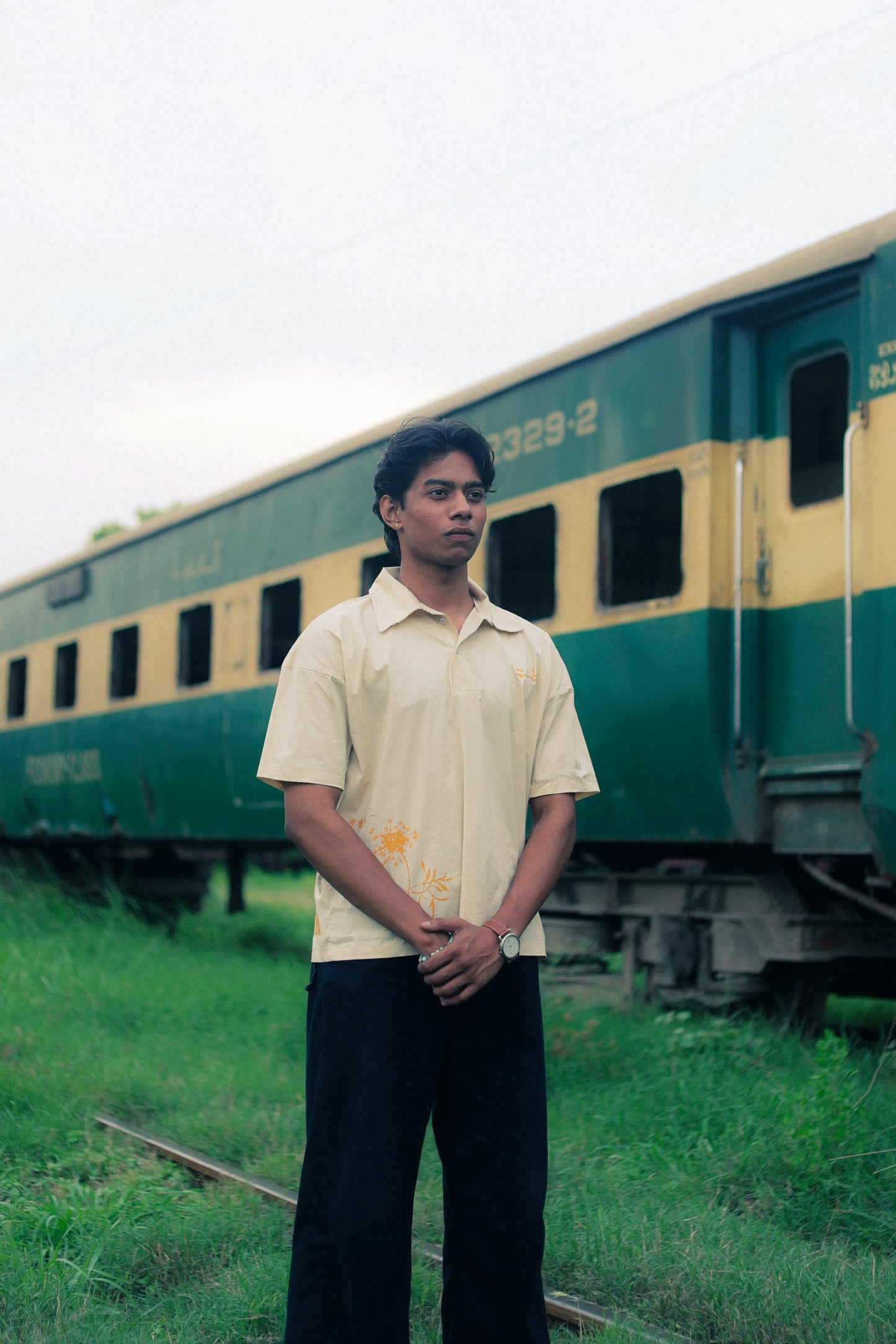 Beige safar camp collar shirt